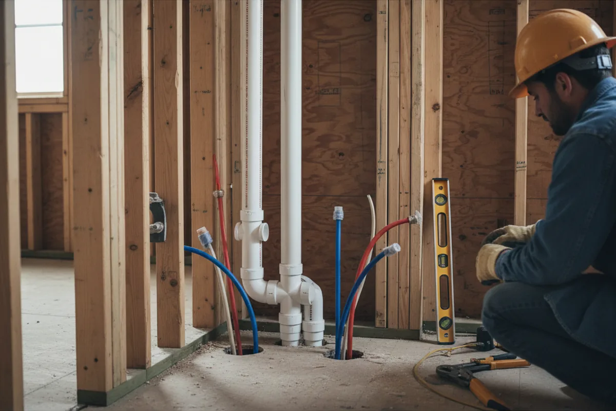 Drain and supply rough-in during Sump Pump Repair in Mexico